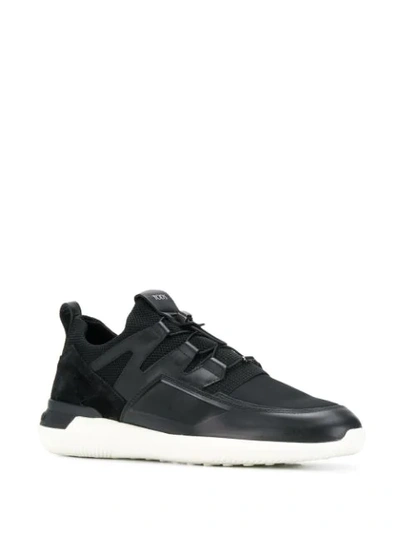 Shop Tod's High Tech Fabric Low-top Sneakers In Black