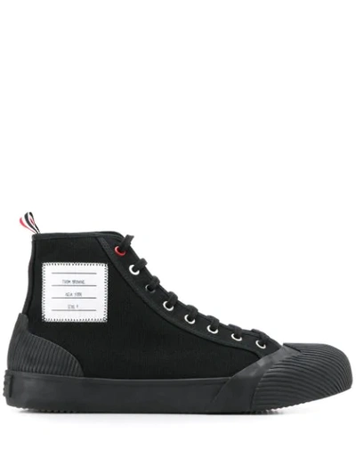 Shop Thom Browne 'vulcanized' High-top-sneakers In Black