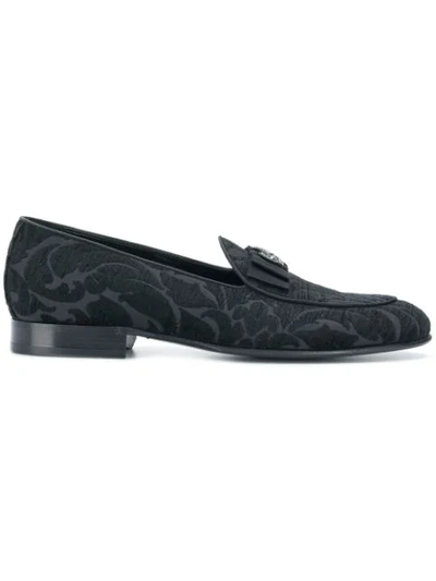 Shop Dolce & Gabbana Lucas Jacquard Slippers In Black