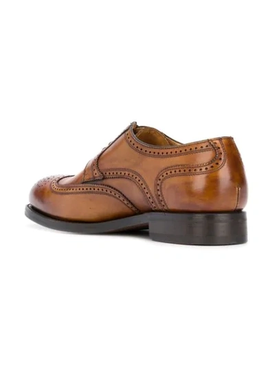 Shop Berwick Shoes Embroidered Derby Shoes In Brown