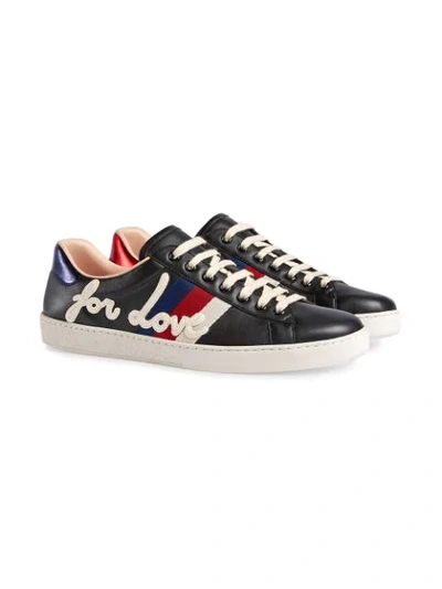 Shop Gucci Ace Embroidered Sneaker In Black