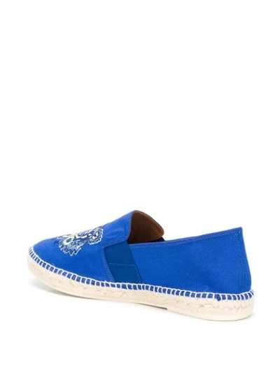 Shop Kenzo Tiger Embroidered Espadrilles In Blue