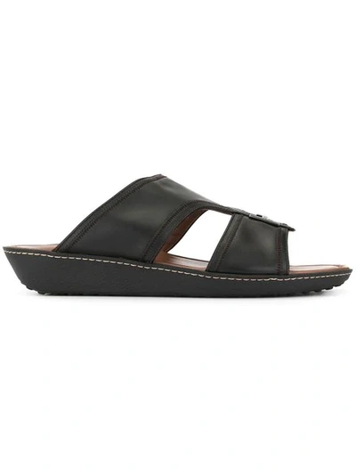 Shop Tod's Logo Open-toe Sandals In Black