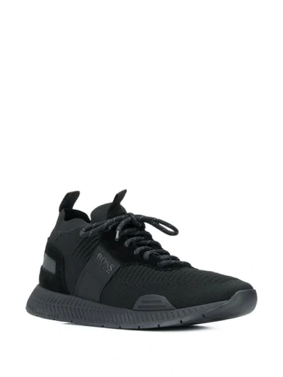 Shop Hugo Boss Titanium Run Sneakers In Black