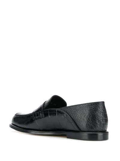 Shop Loewe Croc-effect Loafers In Black