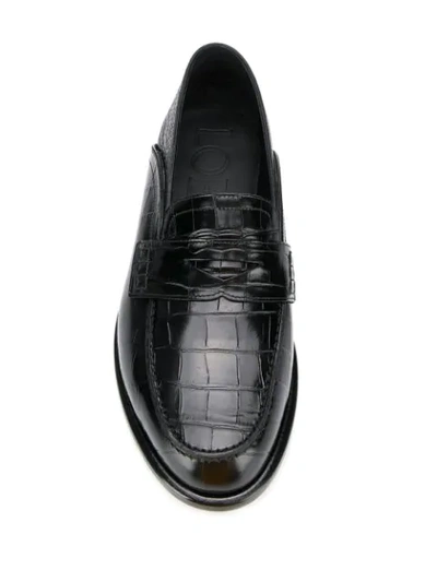 Shop Loewe Croc-effect Loafers In Black