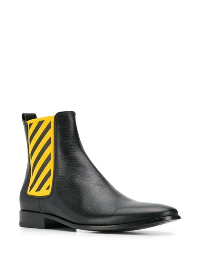 Shop Off-white Diagonal Stripe Chelsea Boots In Black