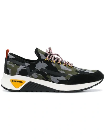 Shop Diesel Camouflage Scuba Sneakers In Black