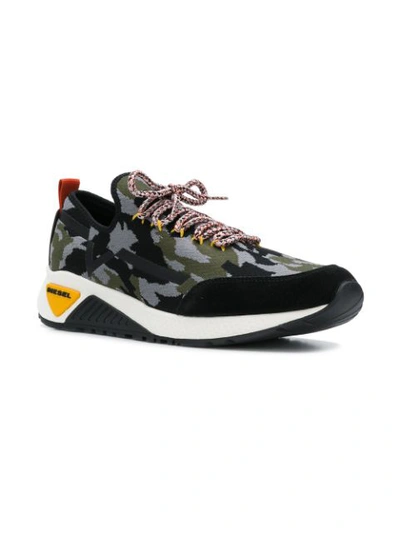 Shop Diesel Camouflage Scuba Sneakers In Black