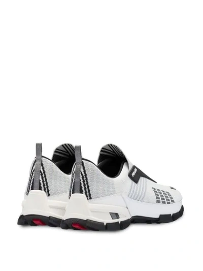 Shop Prada Crossection Knit Sneakers - White