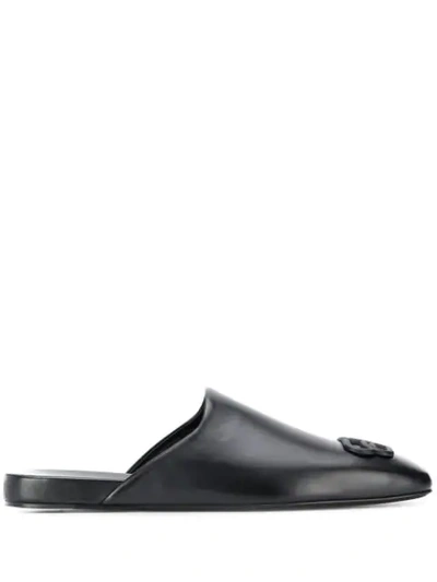 Shop Balenciaga Carrera Bb Logo Slides In Black