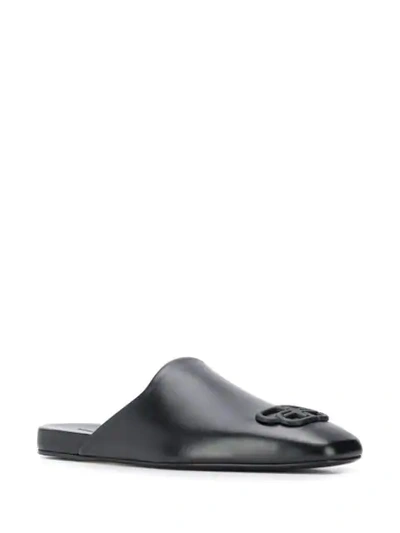 Shop Balenciaga Carrera Bb Logo Slides In Black