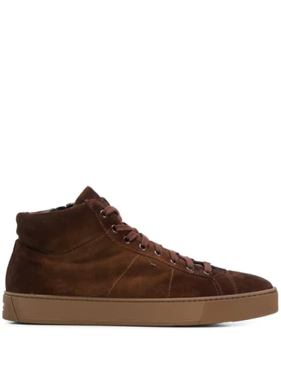 Shop Santoni Zip Up Sneakers In T50 Brown