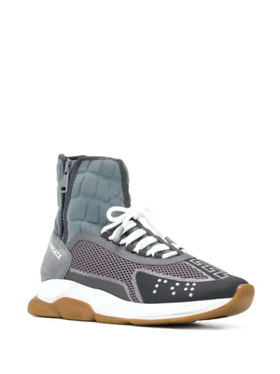 Shop Versace Cross Chainer High-top Sneakers In Grey