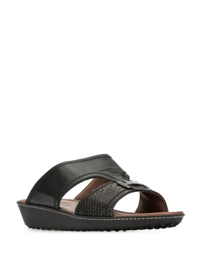 Shop Tod's Logo Open-toe Sandals In Black