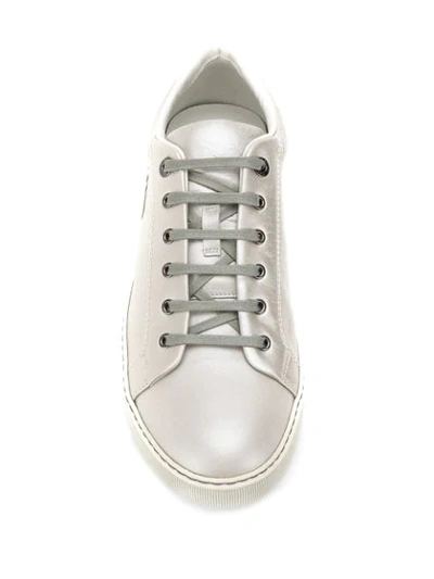 Shop Lanvin Logo Print Low-top Sneakers In Silver