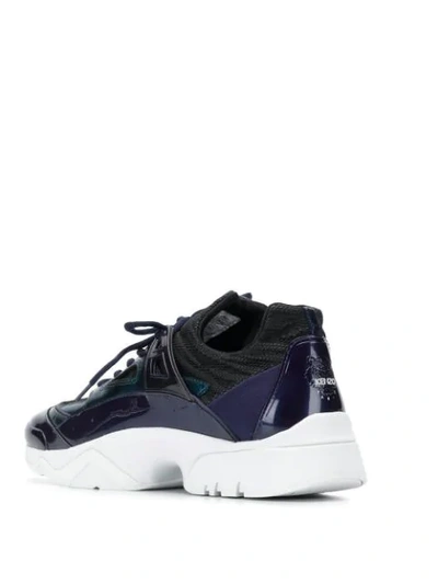 Shop Kenzo Patent Panel Sneakers In Blue