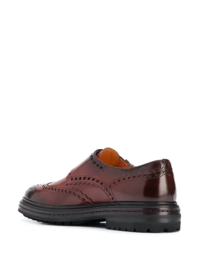 SANTONI PLATFORM MONK SHOES - 棕色