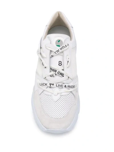 Shop Leather Crown Luck, Live & Ride Sneakers In White