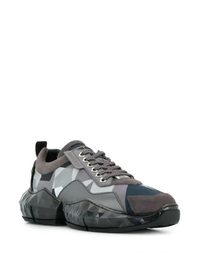 Shop Jimmy Choo Diamond Camouflage-print Low-top Sneakers In Grey