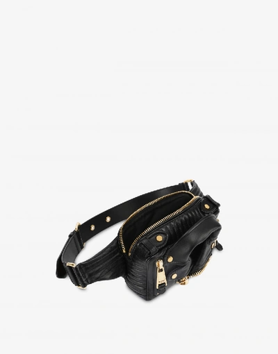 Shop Moschino Biker Nappa Waist Bag In Black