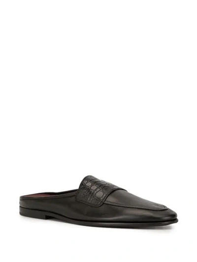 Shop Dolce & Gabbana Crocodile Effect Panel Slippers In Black