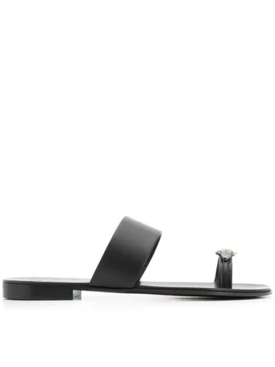 GIUSEPPE ZANOTTI DESIGN RING FLAT SANDALS - 黑色