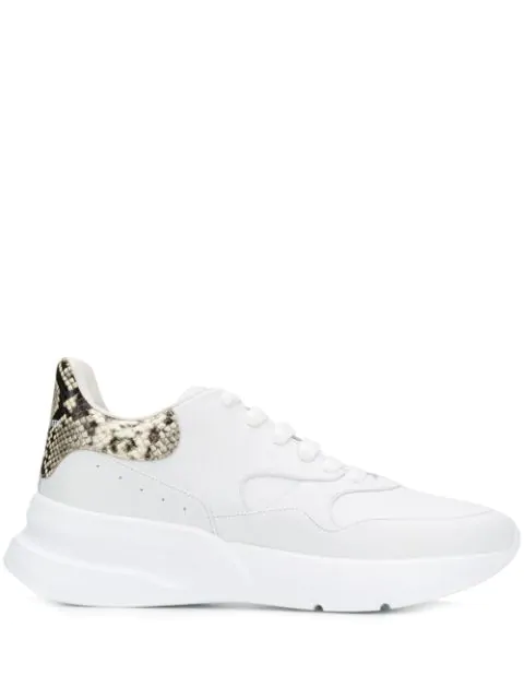 alexander mcqueen white and black runner leather sneakers