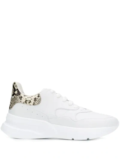 Shop Alexander Mcqueen Snakeskin Print Extended Sole Sneakers In White