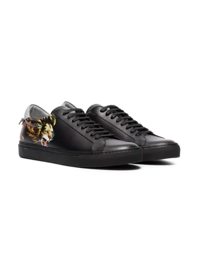Shop Givenchy Logo Embossed Lion Printed Sneakers - Black