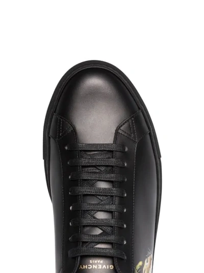 Shop Givenchy Logo Embossed Lion Printed Sneakers - Black