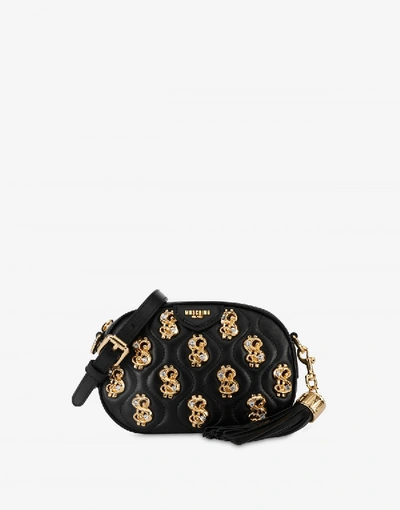 Shop Moschino Dollar Studs Nappa Clutch In Black