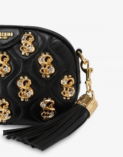 Shop Moschino Dollar Studs Nappa Clutch In Black