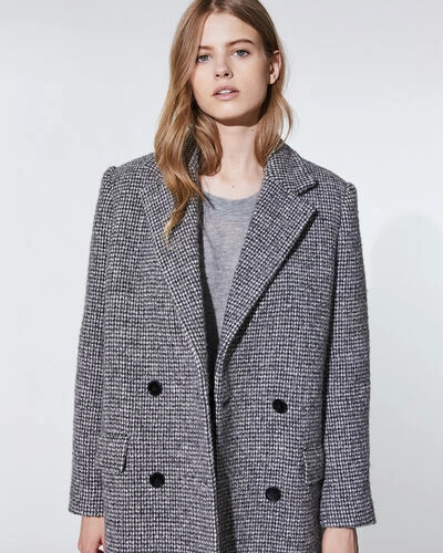 Shop Iro Sikinos Coat In Grey/ecru