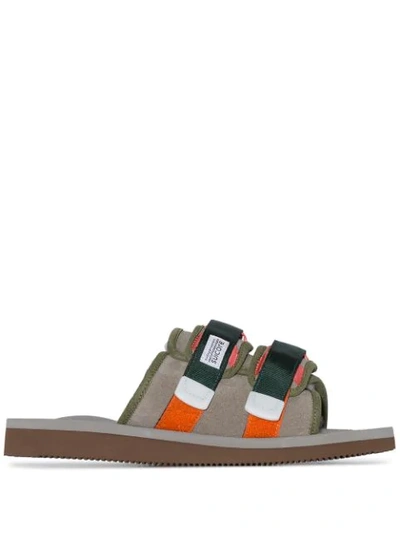 Shop Suicoke Moto Touch-strap Slides In Grey