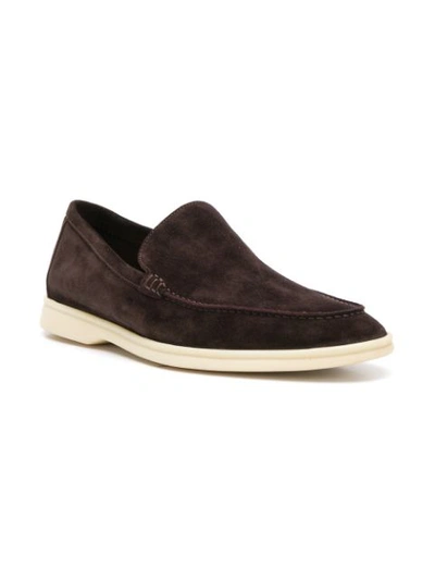 Shop Loro Piana Slip-on Loafers In H026 Brown