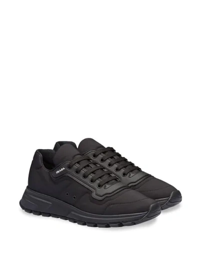Shop Prada Gabardine Fabric Sneakers In Black