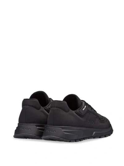 Shop Prada Gabardine Fabric Sneakers In Black