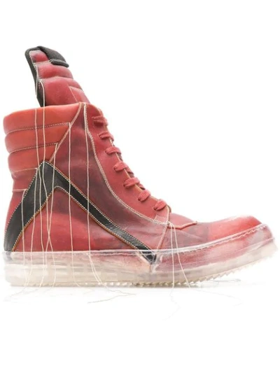 Shop Rick Owens Geo Basket Sneakers In Red