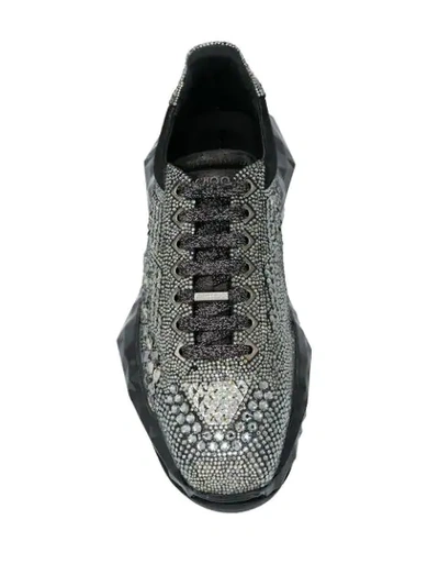 Shop Jimmy Choo Diamond Crystal-embellished Low-top Sneakers In Black