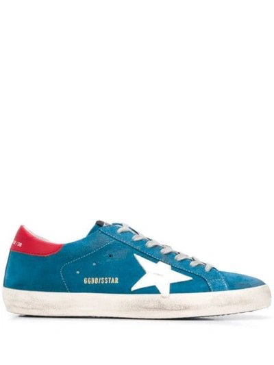 Shop Golden Goose Superstar Low-top Sneakers In Q16 Blue Suede Red