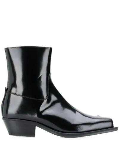 MISBHV LEATHER ANKLE BOOTS - 黑色