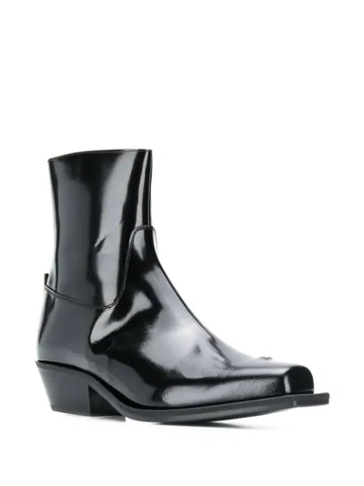 MISBHV LEATHER ANKLE BOOTS - 黑色