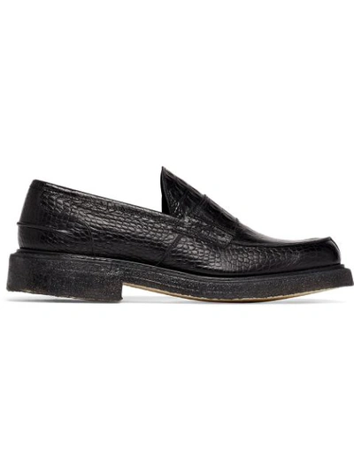 Shop Mackintosh 0003 Black Moc Croc 0003 X Tricker's Loafers