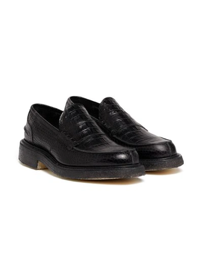 Shop Mackintosh 0003 Black Moc Croc 0003 X Tricker's Loafers