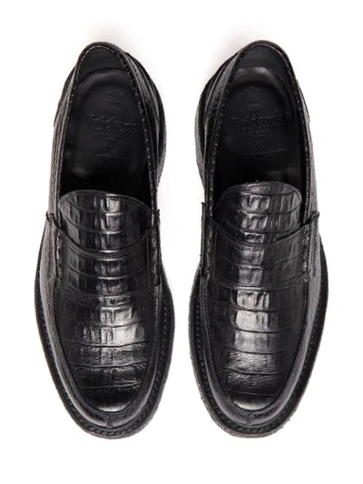 Shop Mackintosh 0003 Black Moc Croc 0003 X Tricker's Loafers