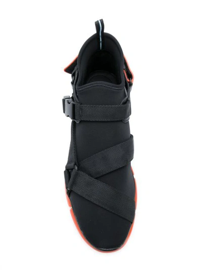 Shop Prada Xy Webbing Sneakers In Black