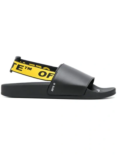 Shop Off-white Industrial Logo Strap Sandals In Black