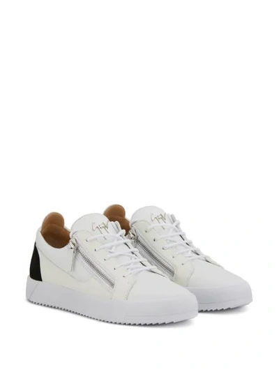 Shop Giuseppe Zanotti Zip Detail Sneakers In White