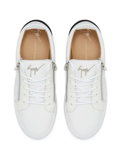 Shop Giuseppe Zanotti Zip Detail Sneakers In White
